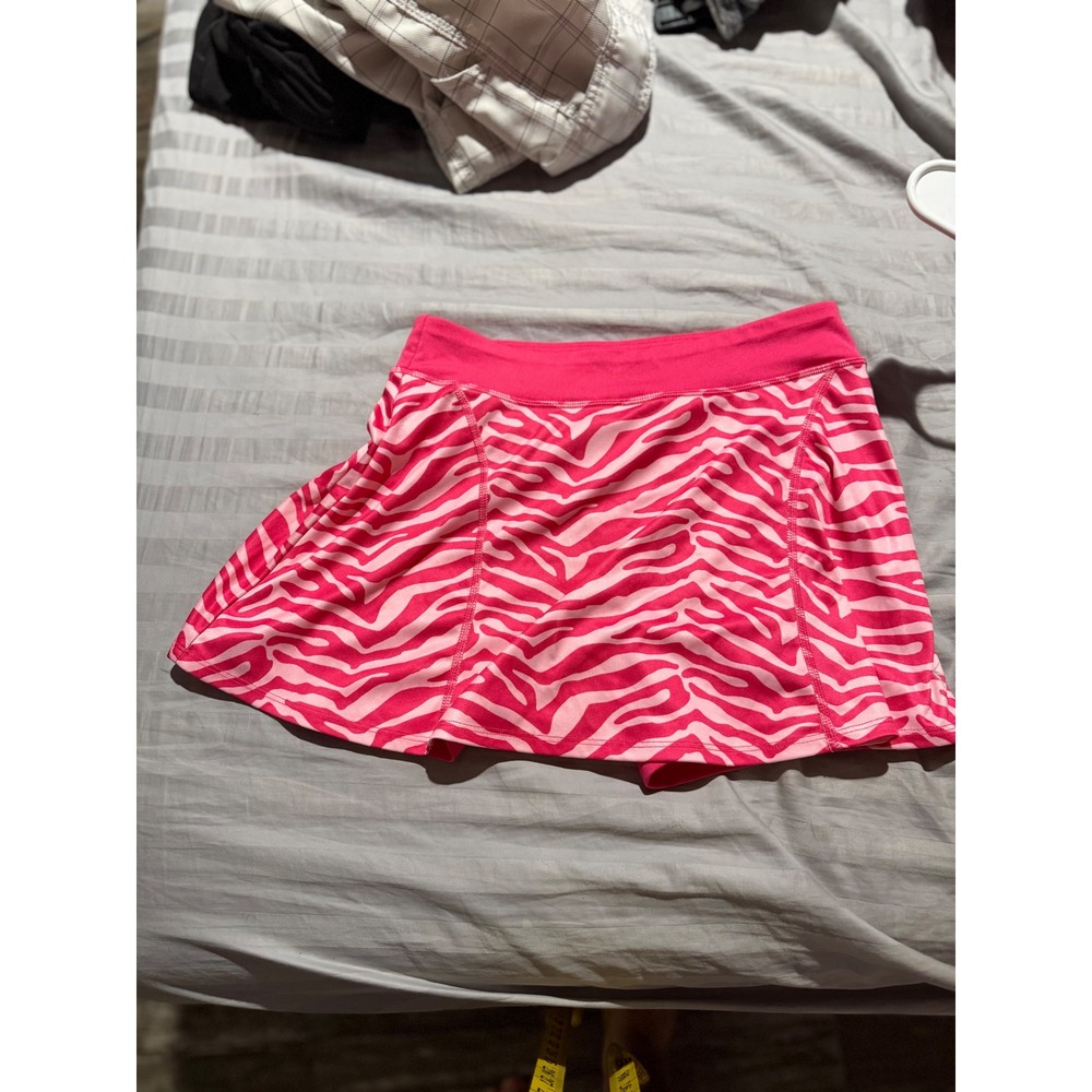 Danskin Now Womens Pink Zebra Print Athletic Skort Size L 10-12 Active Skirt